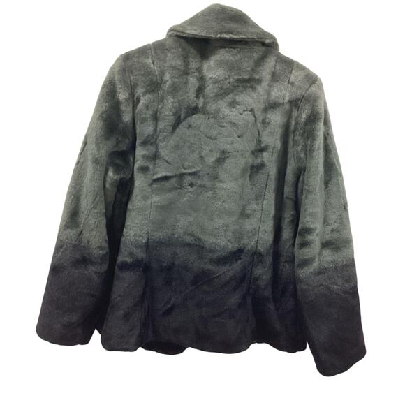 Dennis Basso Gray Black Ombre Faux Fur Jacket M - Picture 4 of 4